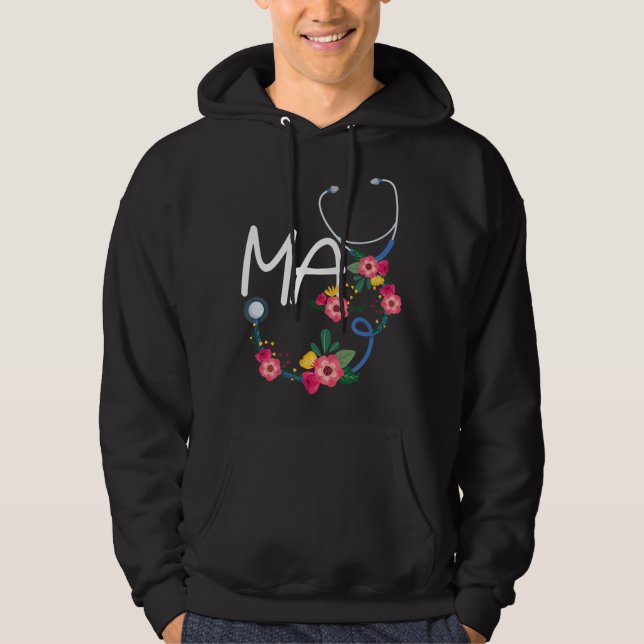 Medical Assistant Hospital Stethoscope Floral Wrea Hoodie (Vorderseite)