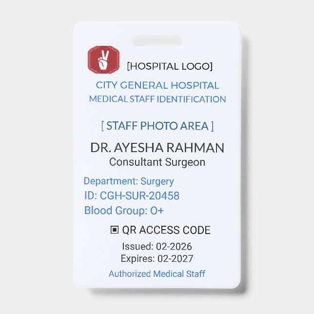 Medical Badge | Surgical Staff – Hospital ID Ausweis (Vorderseite)
