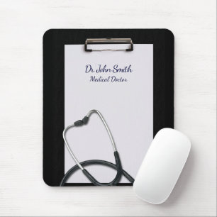 Medical Black Clipboard with Stethoscope Mousepad