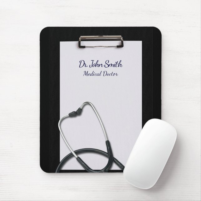 Medical Black Clipboard with Stethoscope Mousepad (Mit Mouse)