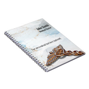 Medical Caduceus Kupfer Rose Gold Luxus Marmor Notizblock