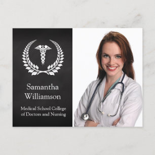 Medical Caduceus Laurel Ankündigungspostkarte