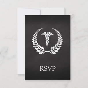 Medical Caduceus Laurel RSVP Karte