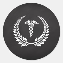 Medical Caduceus Laurel Runder Aufkleber