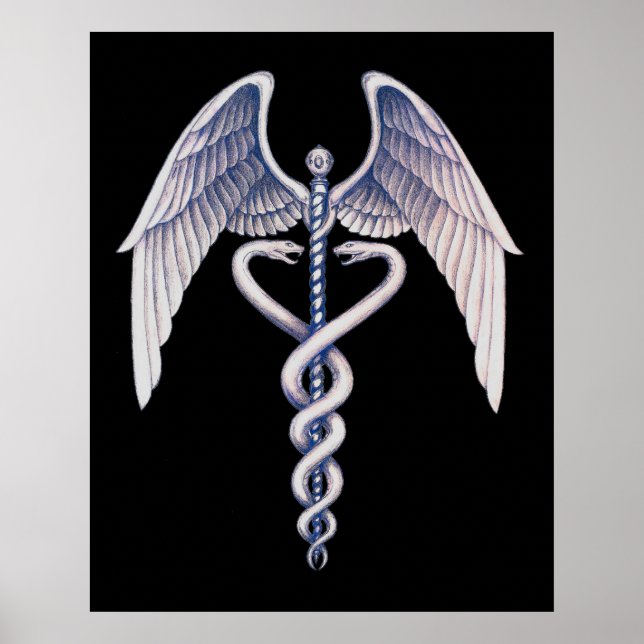 Medical Caduceus Symbol Black Business Poster (Vorne)