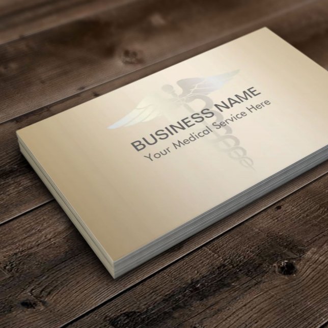 Medical Caduceus Symbol Classy Gold Beruflich Visitenkarte (Von Creator hochgeladen)