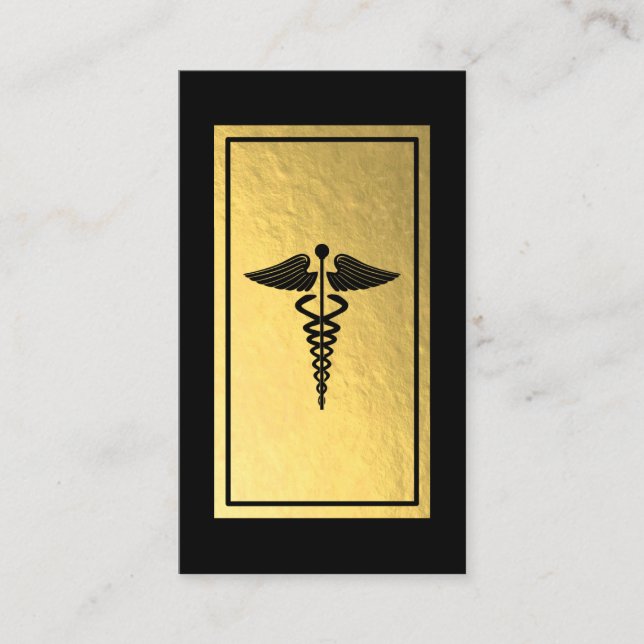 Medical Caduceus Symbol Imitate Gold Fossil Visitenkarte (Vorderseite)