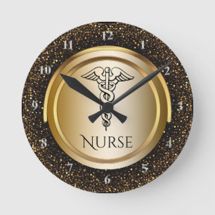 Medical Caduceus Symbol   Nurses Nursing RN Runde Wanduhr