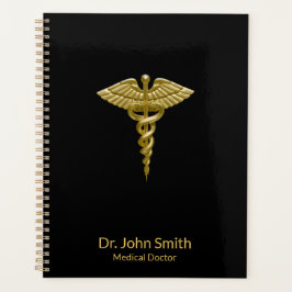 Medical Classy Gold Caduceus auf Black Planer
