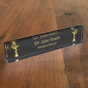 Medical Classy Schlange Bowl Hygieia Gold Caduceus Namensplakette