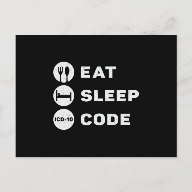 Medical Coder Eat Sleep Code Coding ICD Programmer Postkarte (Vorderseite)