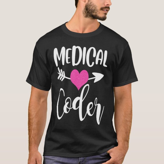 medical coder job work billing coding woman heart T-Shirt (Vorderseite)