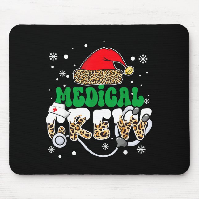 Medical Crew Nurse Leopard Santa Hat Stethoscope C Mousepad (Vorne)