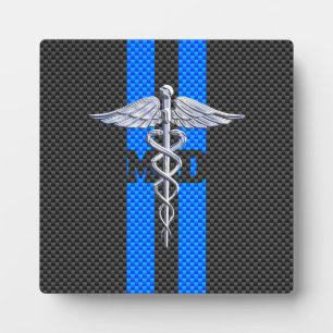 Medical Doctor MD Caduceus on Carbon Fiber Print Fotoplatte