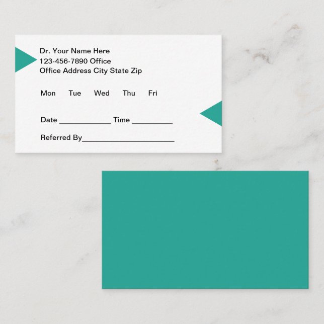 Medical Doctor Office Modern Appointment Cards Terminkarte (Vorne/Hinten)