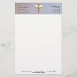Medical Elegant Gold Caduceus White Wings Briefpapier