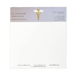 Medical Elegant Gold Caduceus White Wings Notizblock