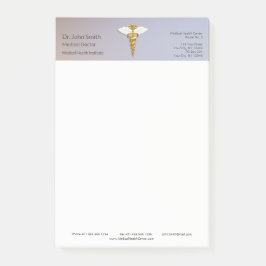 Medical Elegant Gold Caduceus White Wings Post-it Klebezettel