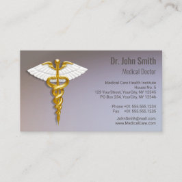 Medical Elegant Gold Caduceus White Wings Terminkarte