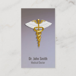 Medical Elegant Gold Caduceus White Wings Visitenkarte