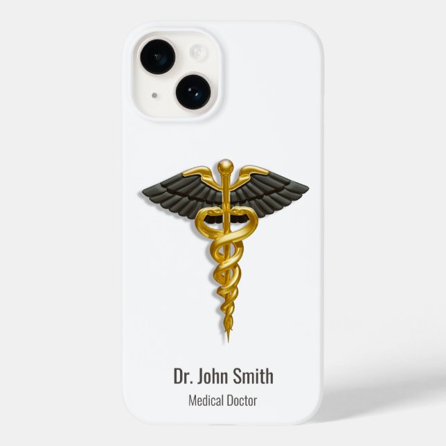 Medical Elegany Gold Caduceus Black Wings Case-Mate iPhone Hülle (Rückseite)