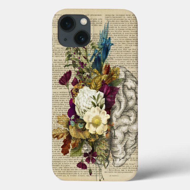 medical floral brain anatomy poster Case-Mate iPhone hülle (Rückseite)