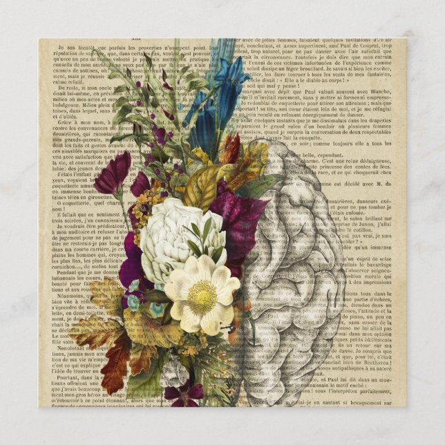 medical floral brain anatomy poster menükarte (Vorderseite)