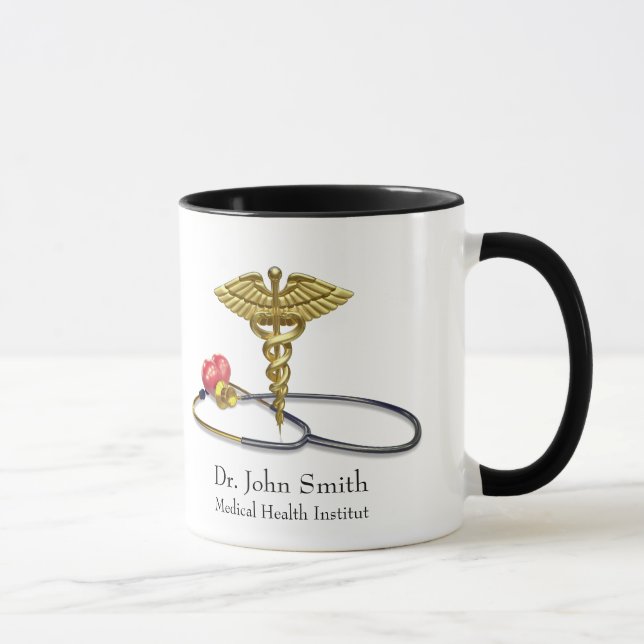 Medical Gold Caduceus & Stethoscope with Heart Tasse (Rechts)