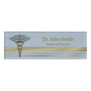 Medical Gold Imitate Foil Streifen Light Blue Cadu Namenschild