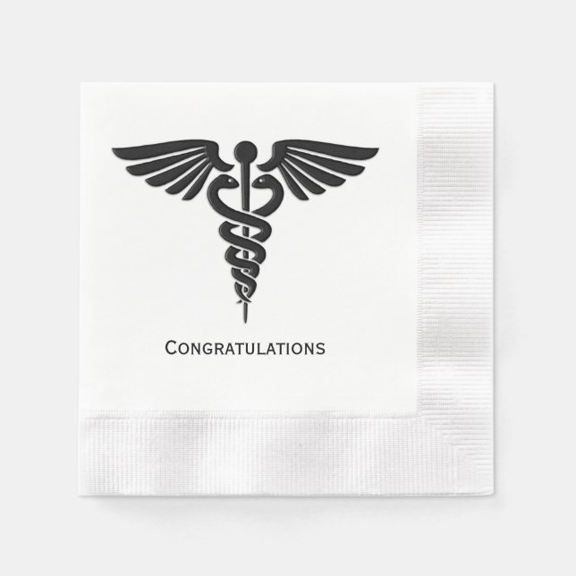 Medical Insignia Caduceus Herzlichen Glückwunsch Serviette (Vorderseite)