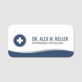 Medical Name Tag | Navy Blue Clinical Wave ID Namensschild