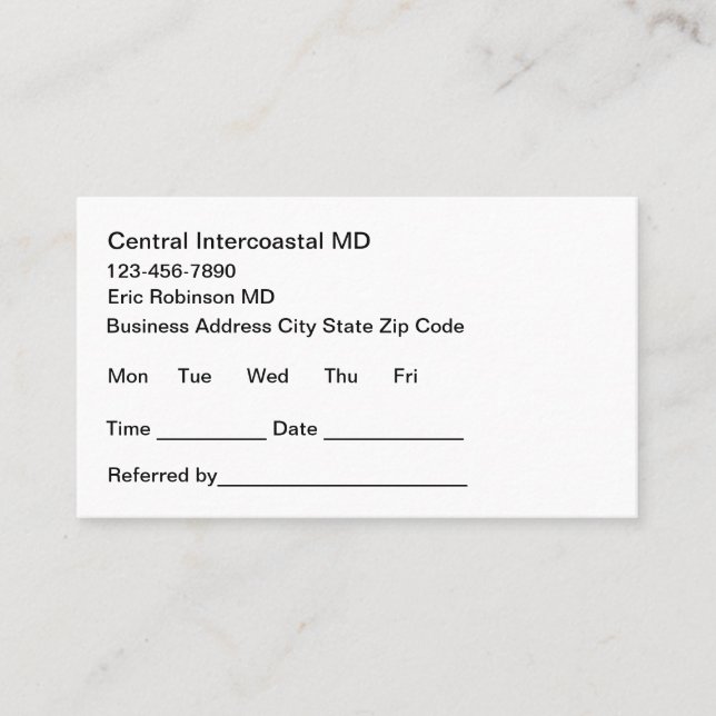 Medical Physician Office Appointment Cards Terminkarte (Vorderseite)