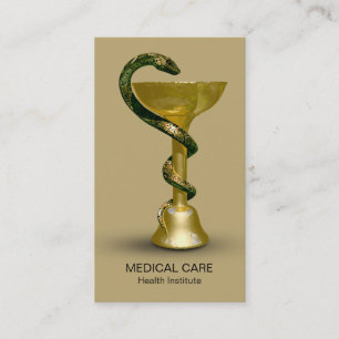 Medical Schlange Bowl Hygieia Beige Gold Caduceus Visitenkarte