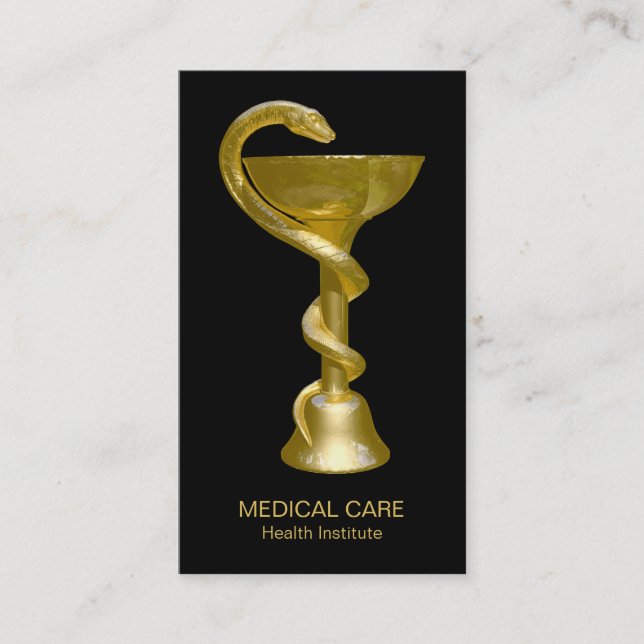 Medical Schlange Bowl Hygieia Classy Gold Caduceus Visitenkarte (Vorderseite)