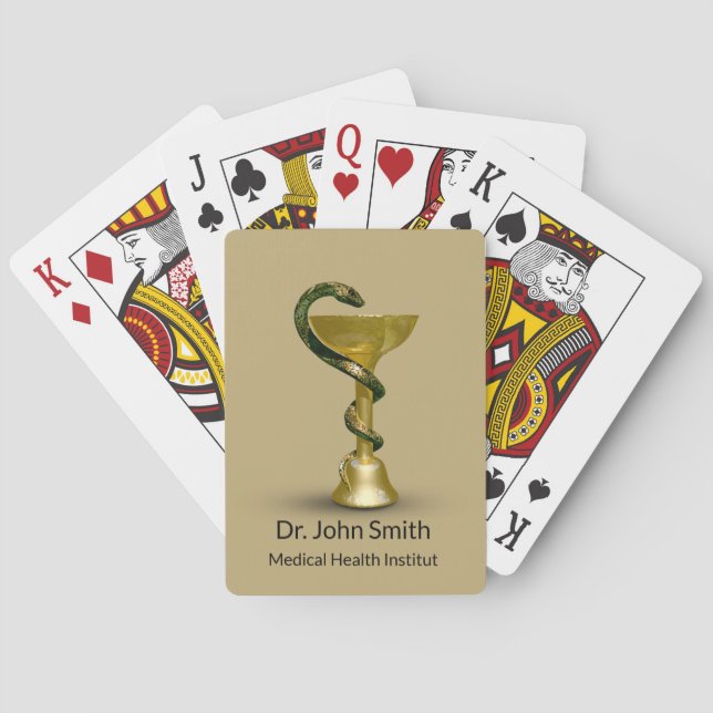Medical Schlange Bowl Hygieia Gold Beige Caduceus Spielkarten (Rückseite)