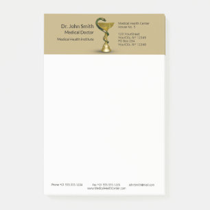 Medical Schlange Bowl Hygieia Gold Caduceus Beige Post-it Klebezettel