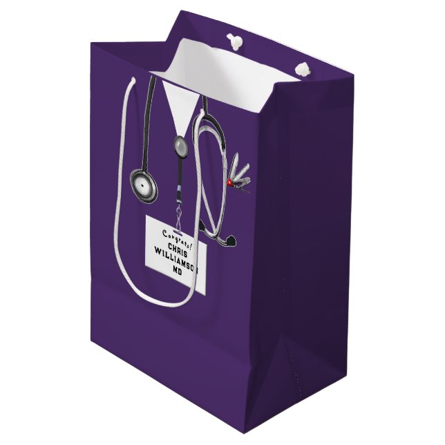 Medical School Graduation Medium Gift Bag Mittlere Geschenktüte (Vorderseite Schrägansicht)