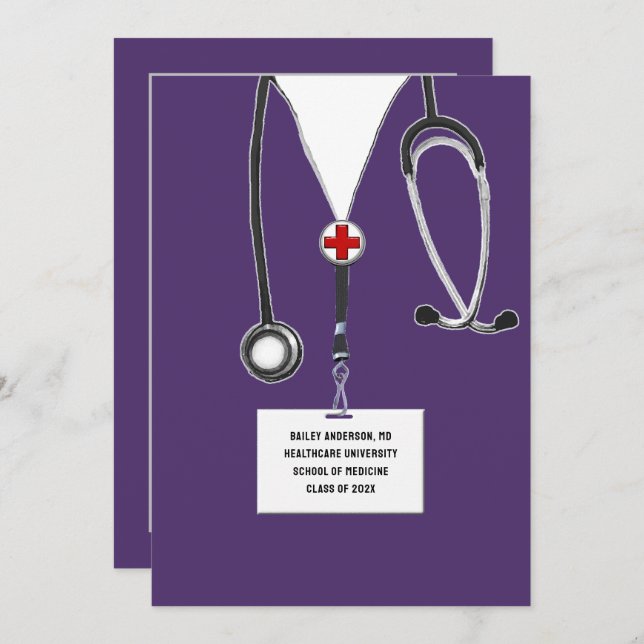 Medical School Graduation Party Einladung (Vorne/Hinten)