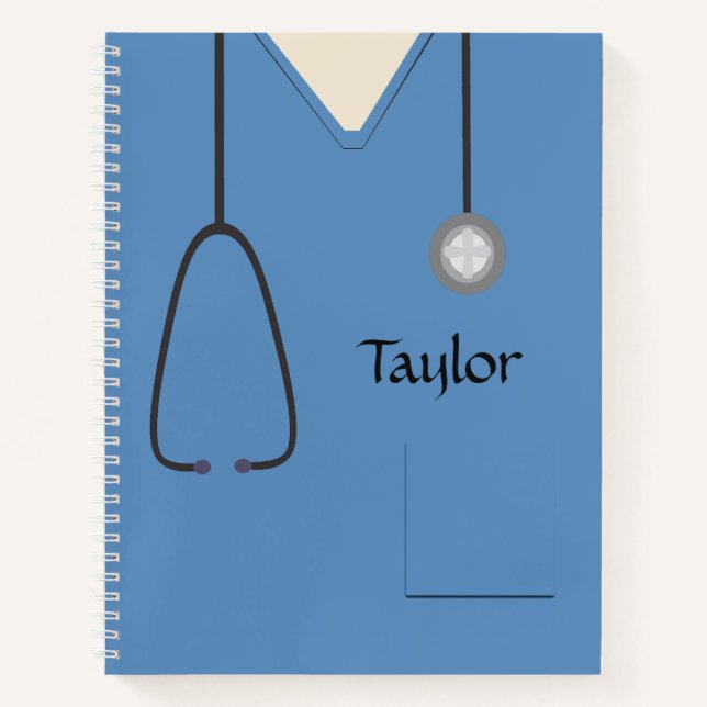 Medical Scrubs Nurse Doctor Blue Notebook Notizbuch (Vorderseite)