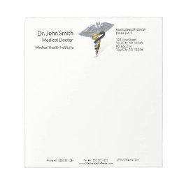 Medical Silver Caduceus Black Gold - Notepad Notizblock