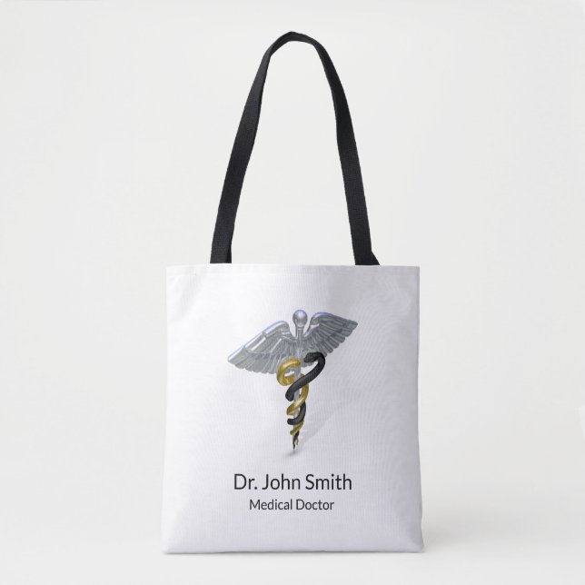 Medical Silver Caduceus Black Gold - Tote Bag (Vorderseite)