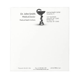 Medical Snake Black Bowl Hygieia White Caduceus Notizblock