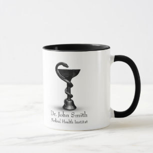 Medical Snake Black Bowl Hygieia White Caduceus Tasse