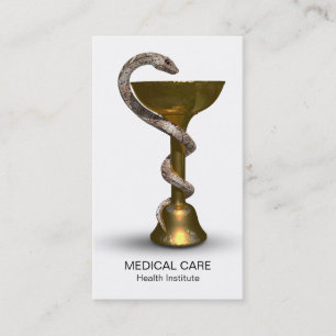 Medical Snake Bowl Hygieia Bronze White Caduceus Visitenkarte