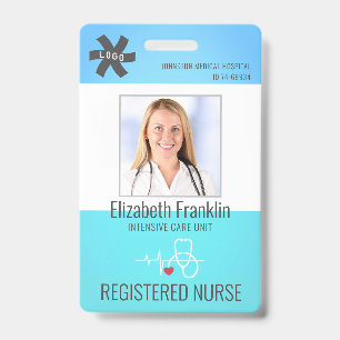 Medical Stethoscope Blue Green Gradient NURSE Ausweis