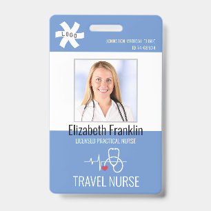 Medical Stethoscope Blue TRAVEL NURSE Ausweis