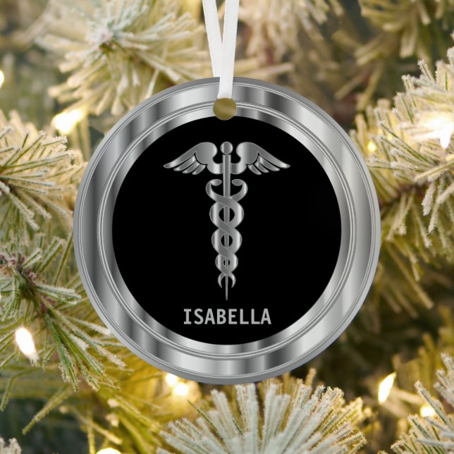 Medical Symbol 👨 ‍ ⚕️ - Black and Silver Ornament Aus Metall (InSitu)