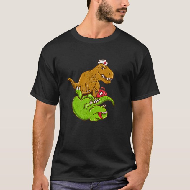 Medical TRex Performing CPR EMT Nurse Doctor Dinos T-Shirt (Vorderseite)