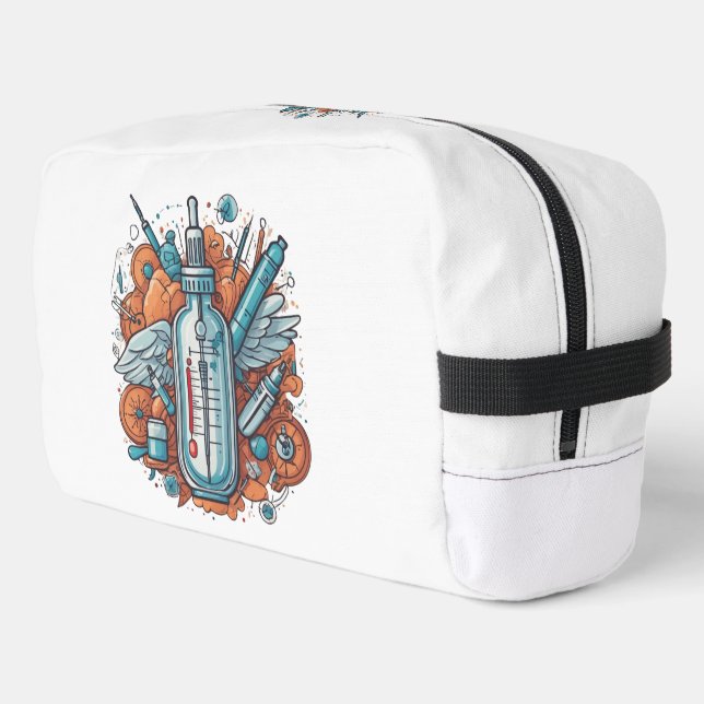 Medical Vial Art - Syringe & Pill Bottle Wings Waschbeutel (Linke Seite)