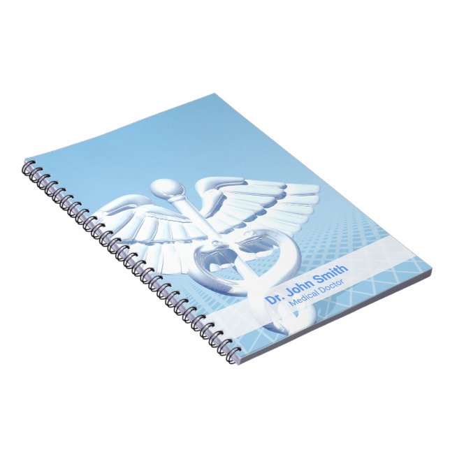 Medical White 3D Caduceus Blue Design Notizblock (Rechte Seite)